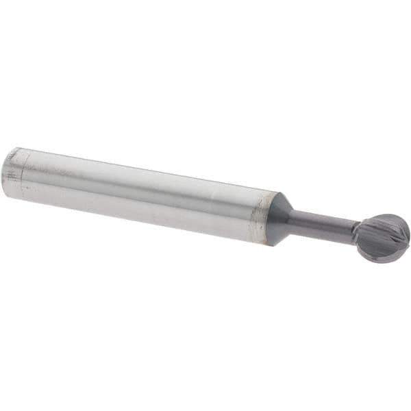 Accupro - 5/16" Diam, 0.291" LOC, 4 Flute Solid Carbide Ball End Mill - nACo Finish, Single End, 2-1/2" OAL, 5/16" Shank Diam, Undercutting - Eagle Tool & Supply
