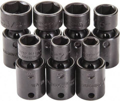 Proto - 7 Piece 3/8" Drive Black Finish Impact Socket Set - 6 Points, 3/8" to 3/4" Range, Inch Measurement Standard - Eagle Tool & Supply