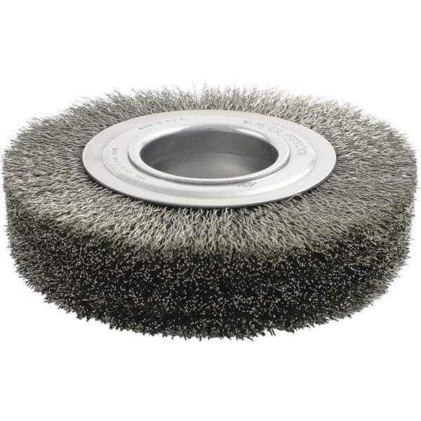 Brush Research Mfg. - 12" OD, 2" Arbor Hole, Crimped Carbon Wheel Brush - 2" Face Width, 2" Trim Length, 3,000 RPM - Eagle Tool & Supply