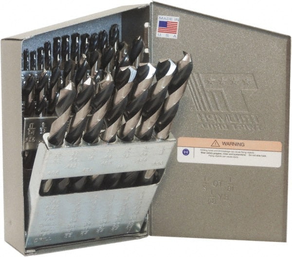 Triumph Twist Drill - 1/16 to 1/2", 135° Point, Bronze/Black Oxide Finish, High Speed Steel Jobber Length Drill Bit Set - Eagle Tool & Supply