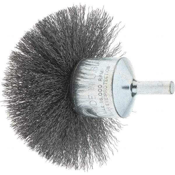 Tru-Maxx - 3" Brush Diam, Crimped, Flared End Brush - 1/4" Diam Steel Shank, 16,000 Max RPM - Eagle Tool & Supply