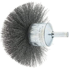 Tru-Maxx - 3" Brush Diam, Crimped, Flared End Brush - 1/4" Diam Steel Shank, 16,000 Max RPM - Eagle Tool & Supply