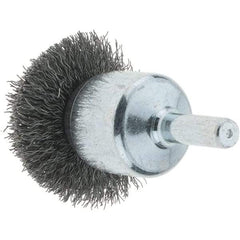 Tru-Maxx - 1-1/2" Brush Diam, Crimped, Flared End Brush - 1/4" Diam Steel Shank, 20,000 Max RPM - Eagle Tool & Supply