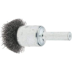 Tru-Maxx - 1" Brush Diam, Crimped, Flared End Brush - 1/4" Diam Steel Shank, 25,000 Max RPM - Eagle Tool & Supply