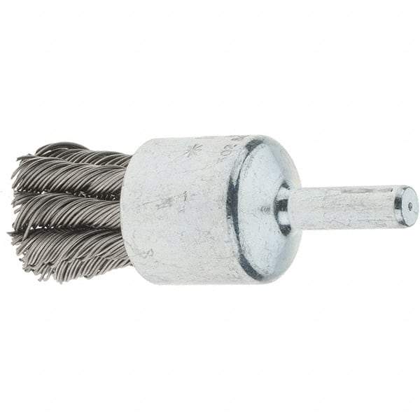 Tru-Maxx - 3/4" Brush Diam, Knotted, End Brush - 1/4" Diam Steel Shank, 22,000 Max RPM - Eagle Tool & Supply