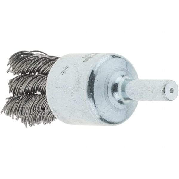 Tru-Maxx - 3/4" Brush Diam, Knotted, End Brush - 1/4" Diam Steel Shank, 22,000 Max RPM - Eagle Tool & Supply