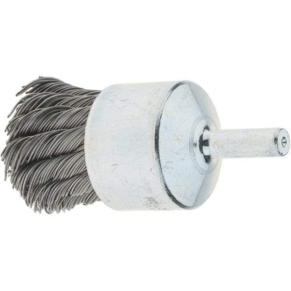 Tru-Maxx - 1-1/8" Brush Diam, Knotted, End Brush - 1/4" Diam Steel Shank, 22,000 Max RPM - Eagle Tool & Supply