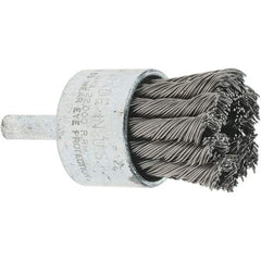 Tru-Maxx - 1-1/8" Brush Diam, Knotted, End Brush - 1/4" Diam Steel Shank, 22,000 Max RPM - Eagle Tool & Supply