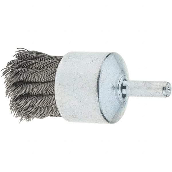 Tru-Maxx - 1-1/8" Brush Diam, Knotted, End Brush - 1/4" Diam Steel Shank, 22,000 Max RPM - Eagle Tool & Supply