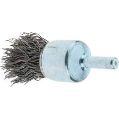 Tru-Maxx - 3/4" Brush Diam, Crimped, Flared End Brush - 1/4" Diam Steel Shank, 22,000 Max RPM - Eagle Tool & Supply