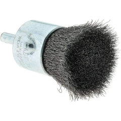 Tru-Maxx - 1" Brush Diam, Crimped, Flared End Brush - 1/4" Diam Steel Shank, 22,000 Max RPM - Eagle Tool & Supply