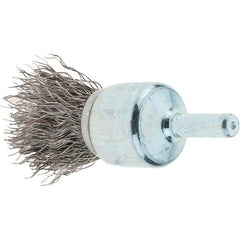 Tru-Maxx - 3/4" Brush Diam, Crimped, Flared End Brush - 1/4" Diam Steel Shank, 22,000 Max RPM - Eagle Tool & Supply