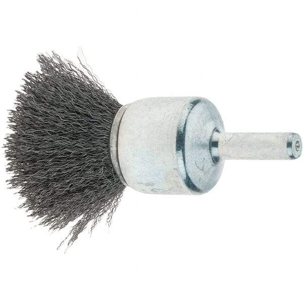 Tru-Maxx - 3/4" Brush Diam, Crimped, Flared End Brush - 1/4" Diam Steel Shank, 22,000 Max RPM - Eagle Tool & Supply