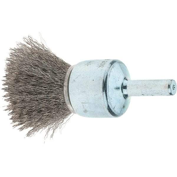 Tru-Maxx - 3/4" Brush Diam, Crimped, Flared End Brush - 1/4" Diam Steel Shank, 22,000 Max RPM - Eagle Tool & Supply