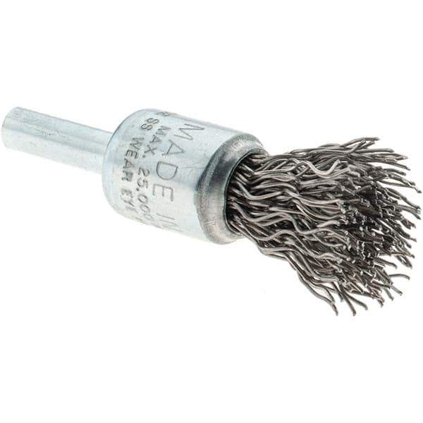 Tru-Maxx - 1/2" Brush Diam, Crimped, Flared End Brush - 1/4" Diam Steel Shank, 25,000 Max RPM - Eagle Tool & Supply