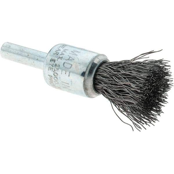 Tru-Maxx - 1/2" Brush Diam, Crimped, Flared End Brush - 1/4" Diam Steel Shank, 25,000 Max RPM - Eagle Tool & Supply