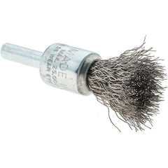 Tru-Maxx - 1/2" Brush Diam, Crimped, Flared End Brush - 1/4" Diam Steel Shank, 25,000 Max RPM - Eagle Tool & Supply
