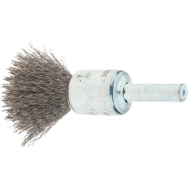 Tru-Maxx - 1/2" Brush Diam, Crimped, Flared End Brush - 1/4" Diam Steel Shank, 25,000 Max RPM - Eagle Tool & Supply