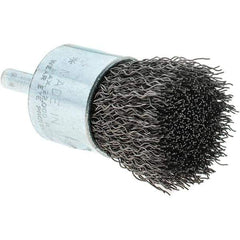 Tru-Maxx - 1" Brush Diam, Crimped, Flared End Brush - 1/4" Diam Steel Shank, 22,000 Max RPM - Eagle Tool & Supply