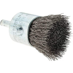 Tru-Maxx - 1" Brush Diam, Crimped, Flared End Brush - 1/4" Diam Steel Shank, 22,000 Max RPM - Eagle Tool & Supply