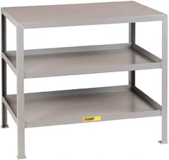 Little Giant - 60 Wide x 30" Deep x 32-1/2" High, 12 Gauge Steel Heavy-Duty Machine Table - Fixed Legs, Gray - Eagle Tool & Supply