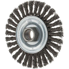 Tru-Maxx - 4" OD, 5/8-11 Arbor Hole, Stringer Bead Steel Wheel Brush - 1/4" Face Width, 7/8" Trim Length, 0.02" Filament Diam, 20,000 RPM - Eagle Tool & Supply