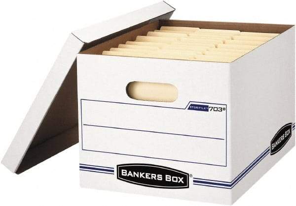 BANKERS BOX - 1 Compartment, 12-1/2" Wide x 10-1/2" High x 16-1/4" Deep, Storage Box - Corrugated Cardboard, White - Eagle Tool & Supply