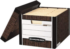 BANKERS BOX - 1 Compartment, 12-3/4" Wide x 10-3/8" High x 16-1/2" Deep, Storage Box - Corrugated Cardboard, Wood Grain (Color) - Eagle Tool & Supply