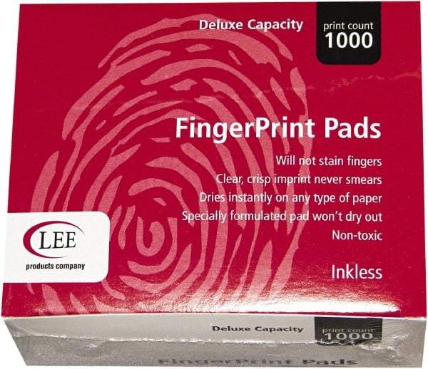 LEE - 3-3/4" Wide x 2" High x 2" Deep, Inked Fingerprint Pad - Plastic, Black - Eagle Tool & Supply