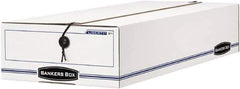 BANKERS BOX - 1 Compartment, 9-1/4" Wide x 4-1/4" High x 23-3/4" Deep, Storage Box - Corrugated Cardboard, White/Blue - Eagle Tool & Supply