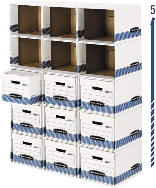 BANKERS BOX - 1 Compartment, 6-1/2" Wide x 21-3/4" High x 6-1/2" Deep, Storage Box - Corrugated, White/Blue - Eagle Tool & Supply