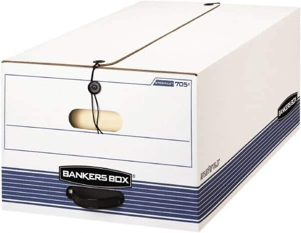 BANKERS BOX - 1 Compartment, 15-1/4" Wide x 10-3/4" High x 19-3/4" Deep, Storage Box - Corrugated Cardboard, White/Blue - Eagle Tool & Supply