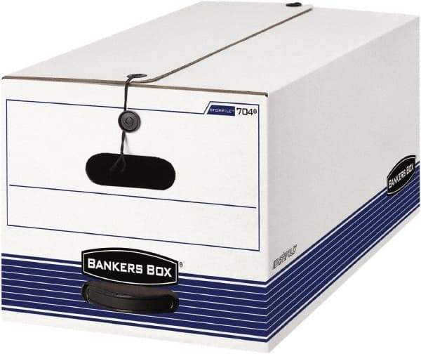 BANKERS BOX - 1 Compartment, 12-1/4" Wide x 10-3/4" High x 24-1/8" Deep, Storage Box - Corrugated Cardboard, White/Blue - Eagle Tool & Supply