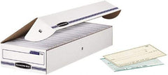 BANKERS BOX - 1 Compartment, 9-1/4" Wide x 4-1/8" High x 25" Deep, Storage Box - Corrugated Cardboard, White/Blue - Eagle Tool & Supply