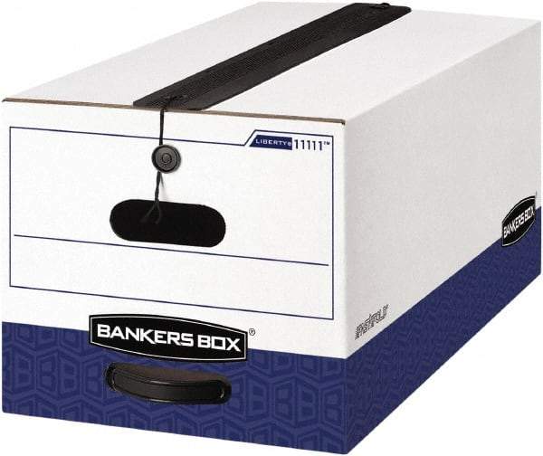 BANKERS BOX - 1 Compartment, 12-1/4" Wide x 10-3/4" High x 24-1/8" Deep, Storage Box - Corrugated Cardboard, White/Blue - Eagle Tool & Supply