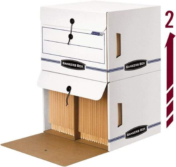 BANKERS BOX - 1 Compartment, 37-1/2" Wide x 37-3/4" High x 5-1/4" Deep, Storage Box - Corrugated Cardboard, White/Blue - Eagle Tool & Supply