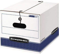 BANKERS BOX - 1 Compartment, 12-1/4" Wide x 11" High x 24-1/8" Deep, Storage Box - Corrugated Cardboard, White/Blue - Eagle Tool & Supply