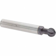 Accupro - 3/8" Diam, 0.32" LOC, 4 Flute Solid Carbide Ball End Mill - nACo Finish, Single End, 2-1/2" OAL, 3/8" Shank Diam, Undercutting - Eagle Tool & Supply