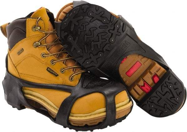 Duenorth - Size 7.5-10, (Women's Size 6.5-9) Strap-On Cleat - Tungsten Carbide Spike Traction, Black - Eagle Tool & Supply