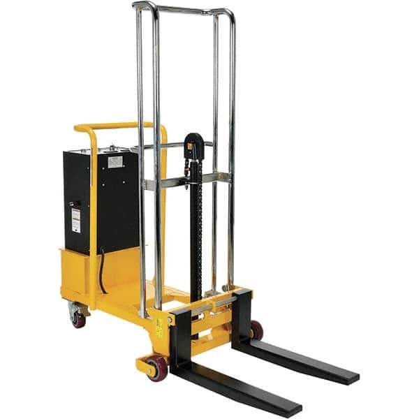 Vestil - 550 Lb Capacity, 57" Lift Height, Battery Operated Lift - 2" Lowered Height, 25-1/2" Fork Length, 31" Overall Width - Eagle Tool & Supply