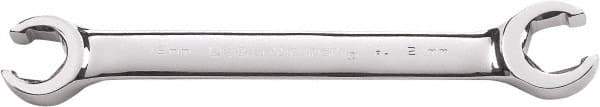 GearWrench - 19 x 21mm, Double End Head, Open End Flare Nut Wrench - 8-55/64" OAL, Steel, Full Polish, 6 Points - Eagle Tool & Supply