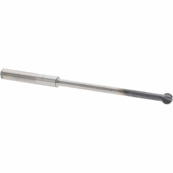Accupro - 3/16" Diam, 0.16" LOC, 4 Flute Solid Carbide Ball End Mill - nACo Finish, Single End, 3" OAL, 3/16" Shank Diam, Undercutting - Eagle Tool & Supply