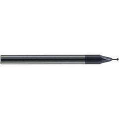 Accupro - 15/32" Diam, 0.04" LOC, 2 Flute Solid Carbide Ball End Mill - nACo Finish, Single End, 1-1/2" OAL, 1/8" Shank Diam, Undercutting - Eagle Tool & Supply