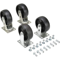 Vestil - 6" Diam x 2" Wide, Glass Filled Nylon (2) Rigid (2) Swivel Caster - 4,800 Lb Capacity, Top Plate Mount, 4" x 4-1/2" Plate - Eagle Tool & Supply