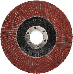 3M - 80 Grit, 7" Disc Diam, 5/8-11 Center Hole, Type 27 Ceramic Flap Disc - 8,500 Max RPM, Polyester Backing, Arbor Attaching System, Coated - Eagle Tool & Supply