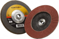 3M - 80 Grit, 7" Disc Diam, 5/8-11 Center Hole, Type 27 Ceramic Flap Disc - 8,500 Max RPM, Polyester Backing, Arbor Attaching System, Coated - Eagle Tool & Supply