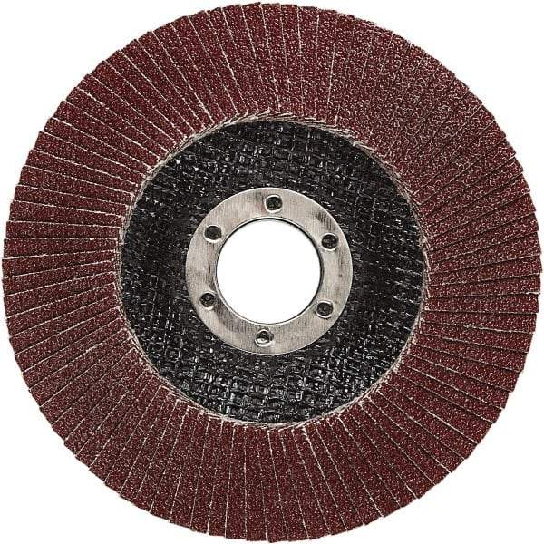 3M - 40 Grit, 5" Disc Diam, 7/8" Center Hole, Type 27 Ceramic Flap Disc - 12,100 Max RPM, Polyester Backing, Arbor Attaching System, Coated - Eagle Tool & Supply