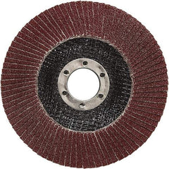 3M - 80 Grit, 5" Disc Diam, 7/8" Center Hole, Type 27 Ceramic Flap Disc - 12,100 Max RPM, Polyester Backing, Arbor Attaching System, Coated - Eagle Tool & Supply