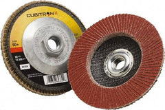 3M - 60 Grit, 4-1/2" Disc Diam, 5/8-11 Center Hole, Type 27 Ceramic Flap Disc - 13,300 Max RPM, Polyester Backing, Arbor Attaching System, Coated - Eagle Tool & Supply