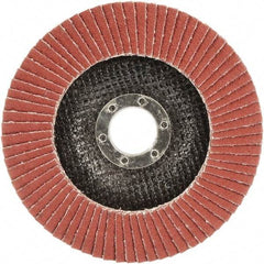 3M - 40 Grit, 7" Disc Diam, 5/8-11 Center Hole, Type 29 Ceramic Flap Disc - 8,500 Max RPM, Polyester Backing, Arbor Attaching System, Coated - Eagle Tool & Supply
